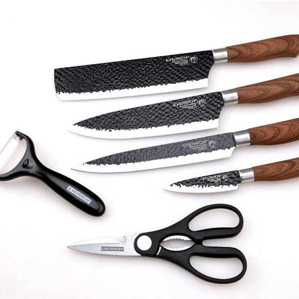 Kitchen Knives Stainless Steel Black Non-stick Knife Set 6 Piece Set - Image 4