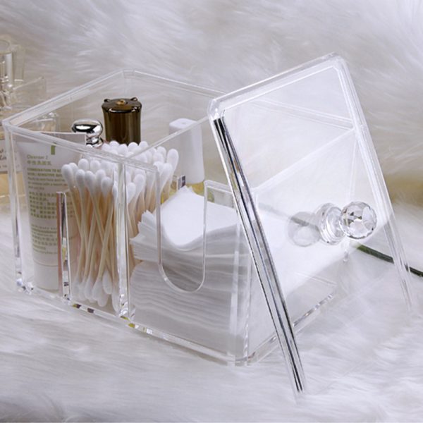 Yajule cosmetic cotton storage box cotton swab box desktop dressing table cosmetics dustproof lipstick transparent acrylic - Image 5