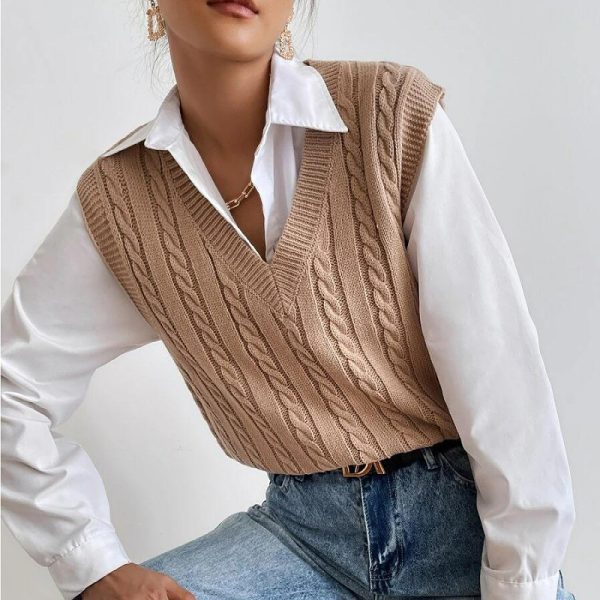 Women's Fashionable All-match Knitted Sweater Vest - Image 3