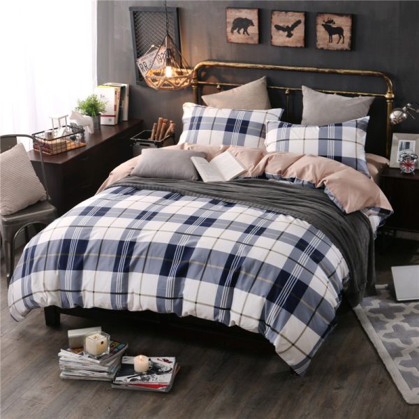 Three-piece Checked Bed Sheet Set - Image 9