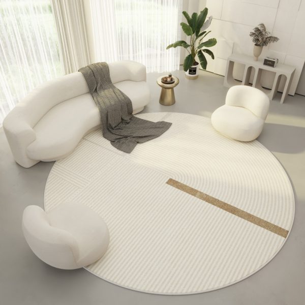 Round Living Room Carpet Ring Velvet Modern Simple Cream Color Porch Bedroom Bedside Blanket Non-slip Floor Mat - Image 4