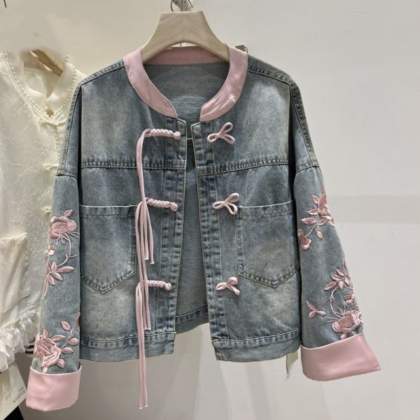 Vintage Buckle Fake Two-piece Denim Coat