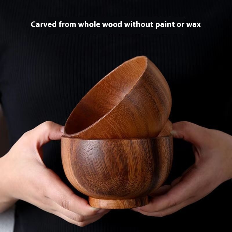 Nanmu Wooden Bowl Retro Domestic Simple Tableware