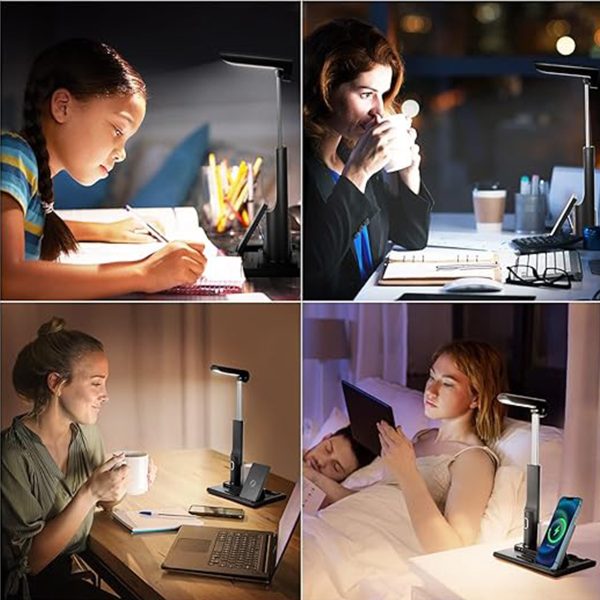 3 In 1 Multifunctional Led Desk Light  With 15W Fast Wireless Charger USB Charging Port Desk Lamp For Home Office  Desk Lamp For Android Dormitory Study Reading Lamp  Adapter Not Included - Image 7