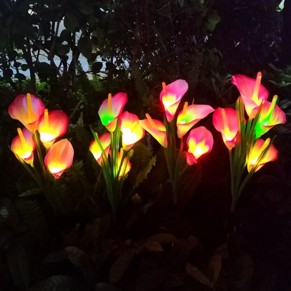 Solar Calla Lotus Lamp 4LED Landscape Lamp