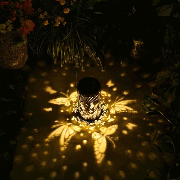 Outdoor Pluggable Or Hanging Iron Solar Butterfly Projector Lamp - Image 4