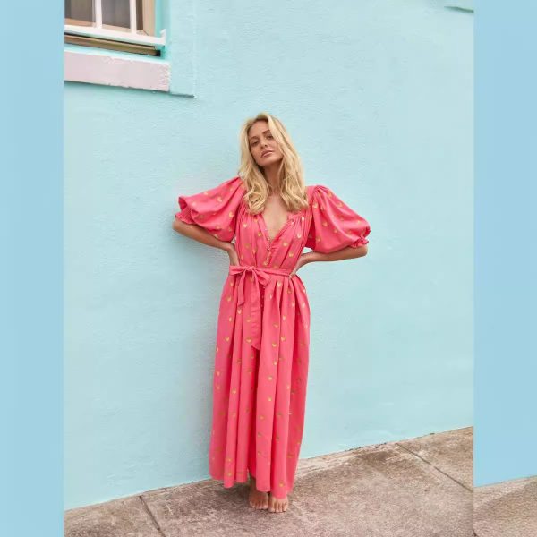 New Summer Oversized Loose-fitting Pattern Print Cardigan Short Sleeve Maxi Dress - Image 5