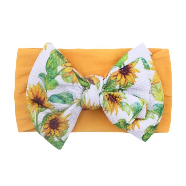 Nylon Bow Hair Band Baby Cute Soft Bow Printed Headband Baby Headscarf - Image 4