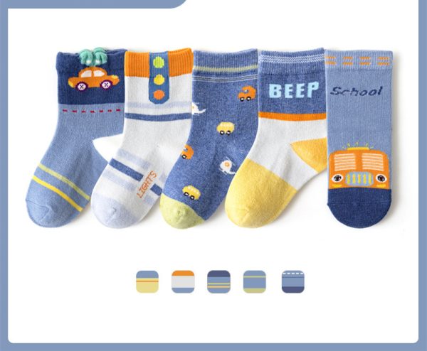 Boys And Girls Middle And Big Children's Socks Solid Color Cotton Students - Image 9