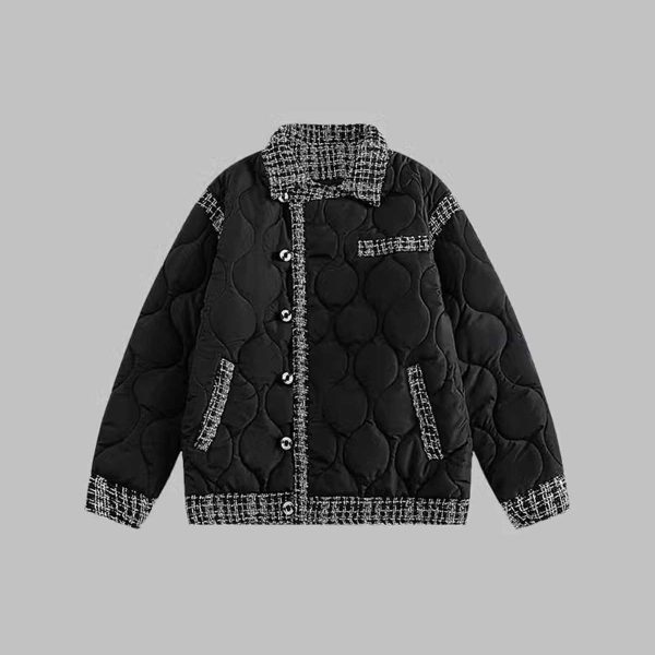 Gourd Grid Stitching Classic Style Cotton-padded Coat - Image 3