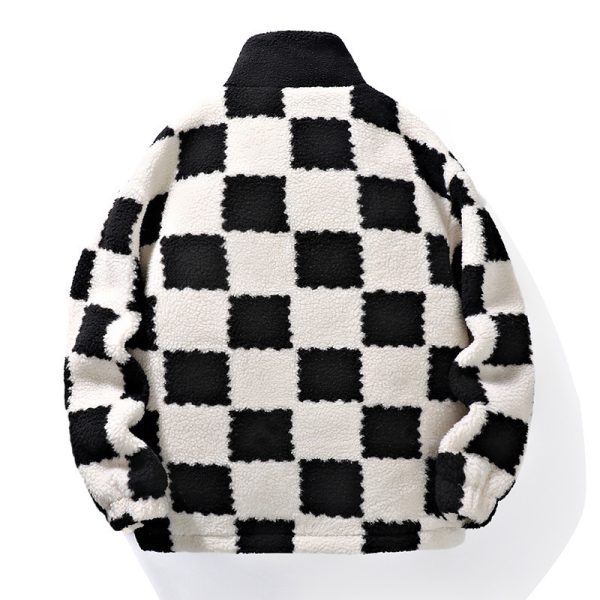 Plaid Lamb Wool Coat For Men And Women In Winter - Image 2