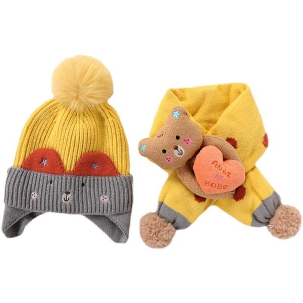 Children's Hat Baby Wool Earmuffs Hat Scarf Suit - Image 4