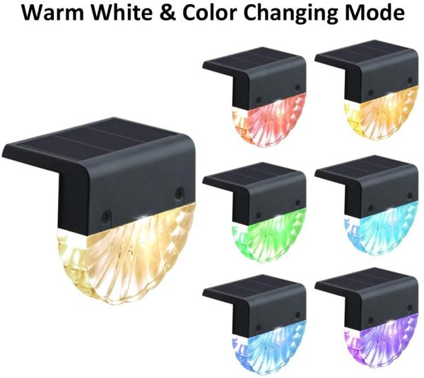 LED Acrylic Shell Solar RGB Color Warm White Stair Light Outdoor Garden Courtyard - Image 5