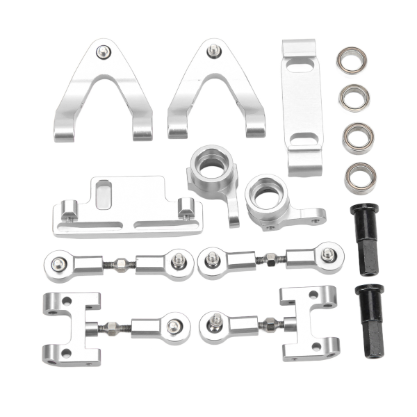 RC Aluminium Upper Lower Suspension Arm Steering Cup Hex Adapter Metal Accessories Set for WPL D12 RC Carsilver - Image 2