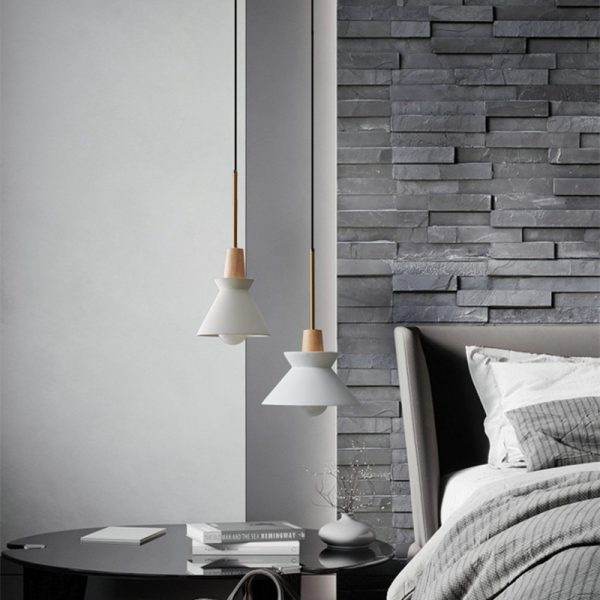 Nordic Creative Wooden Style Cement Pendant Light - Image 2