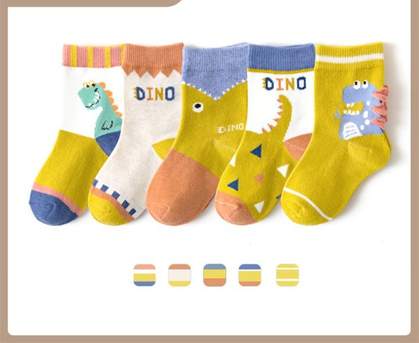 Boys And Girls Middle And Big Children's Socks Solid Color Cotton Students - Image 5