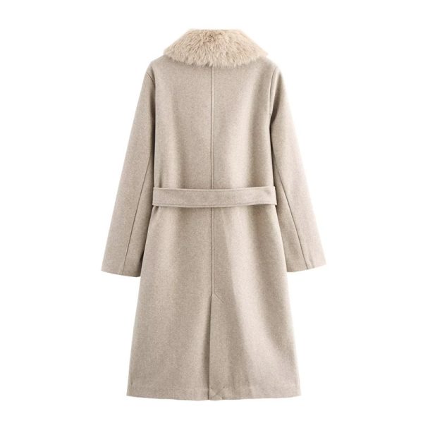 Style Fashion Simple Artificial Fur Effect Woolen Coat - Image 4