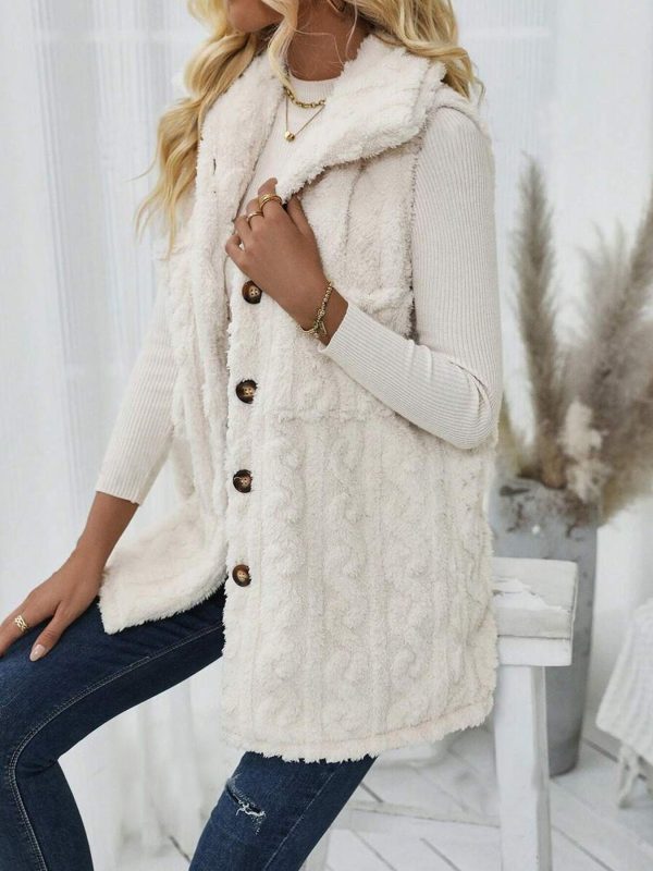 Double-sided Plush Pocket Cardigan Lapel Vest Casual Jacket - Image 4