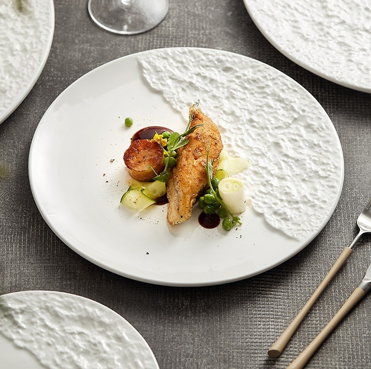 Creative Ceramic Western Pure White Rock Texture Plate