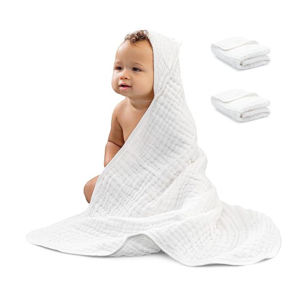 6-layer Hooded Bath Towel Seersucker Gauze Bath Towel For Children - Image 3