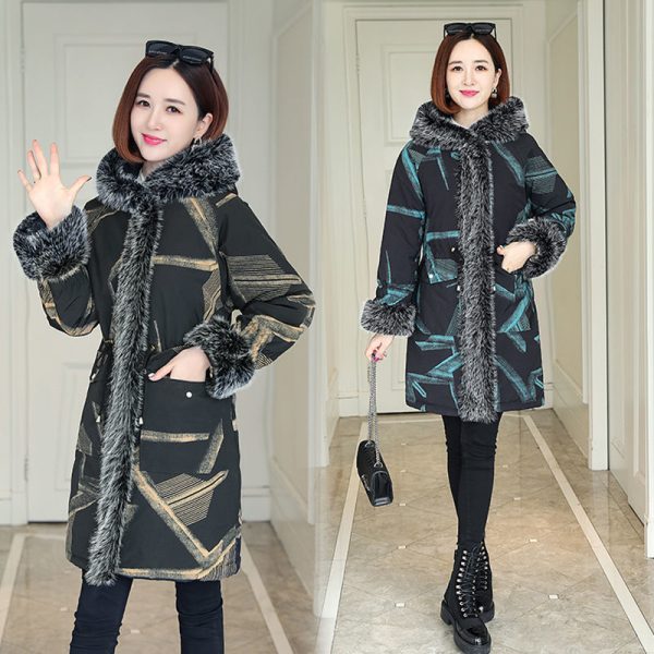 Autumn And Winter Parka Leather Women's Mid-length - Image 2