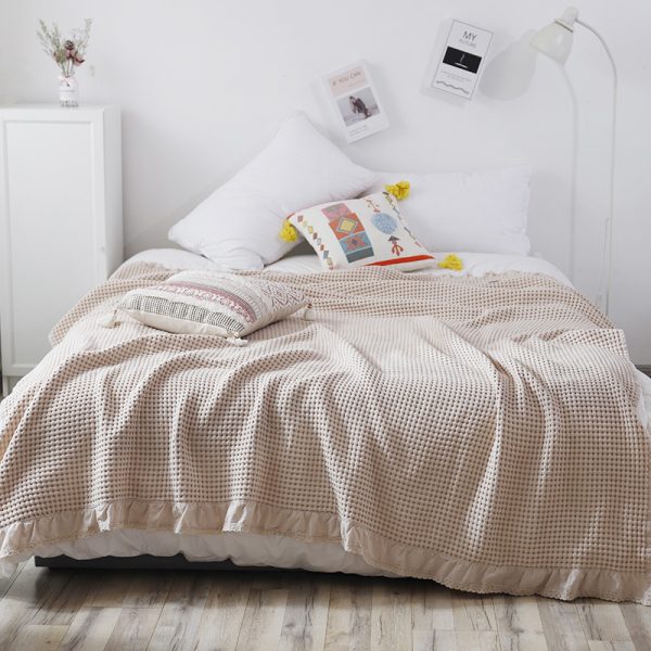 Home Fashion Waffle Towel Quilt Sofa Blanket - Image 5