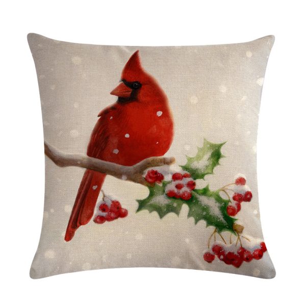 Christmas Blessing Red Bird Series Linen Pillowcase - Image 5