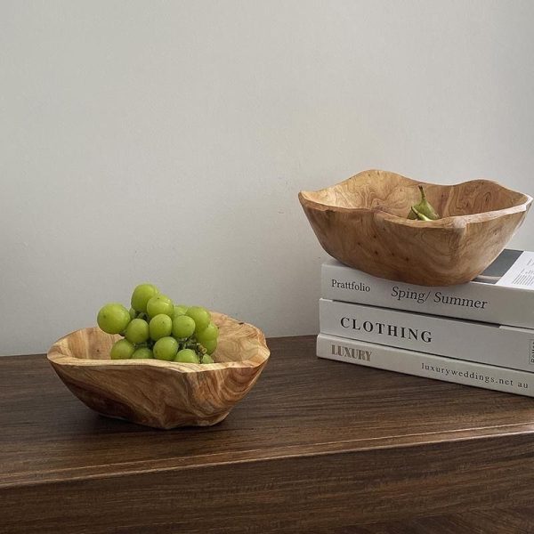 Large Capacity Creative Natural Solid Wood Snacks Fruit Basin - Image 4