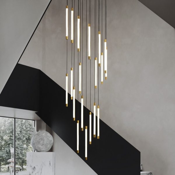 All Copper Duplex Staircase Long Chandelier - Image 2