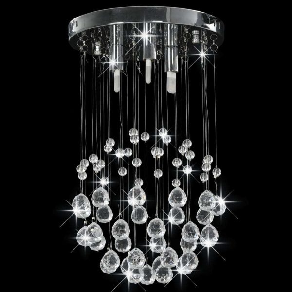 vidaXL Ceiling Lamp with Crystal Beads Silver Sphere 3 x G9 Bulbs