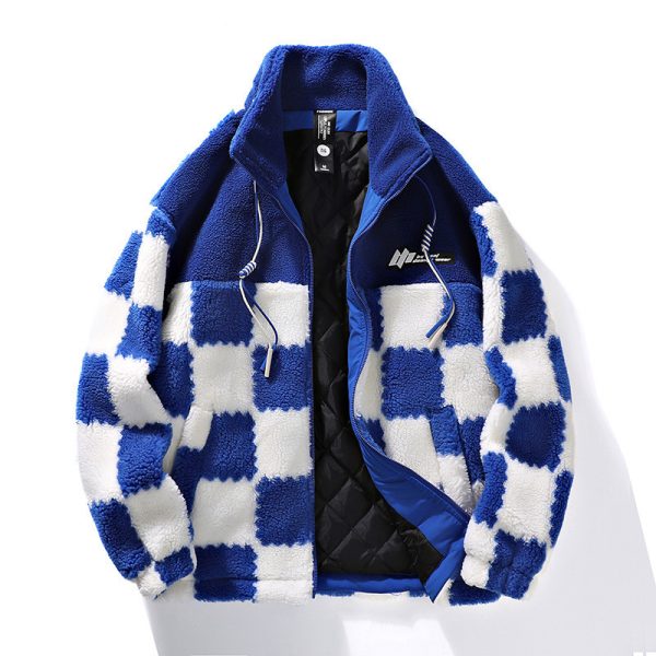 Plaid Lamb Wool Coat For Men And Women In Winter - Image 5
