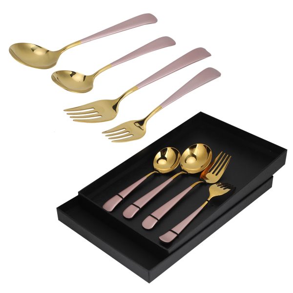 Stainless Steel Cutlery Set Dinner Spoons Fork Dinnerware Tableware Flatware Sets for PartiesPink Gold - Image 9