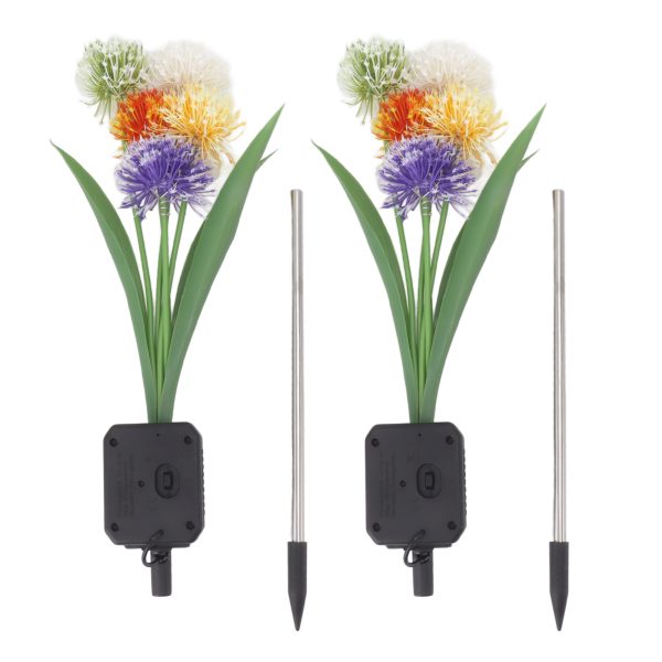 2 Set Solar Flower Stake Light IP65 Waterproof Decorative Solar Stake Lamp for Outdoor Garden Yard