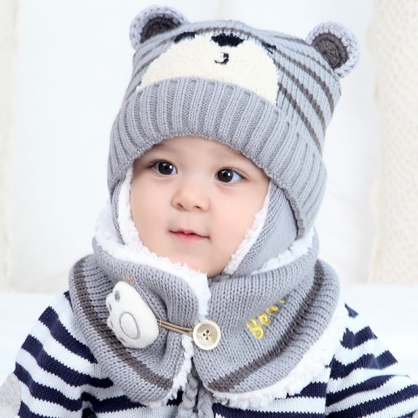 Cute Bear Ear Protection And Neck Wool Suit - Image 5