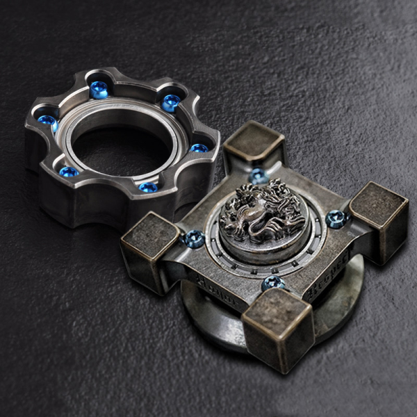 Gear Steel Fire Fidget Spinner Large Base Decompression Toy - Image 3
