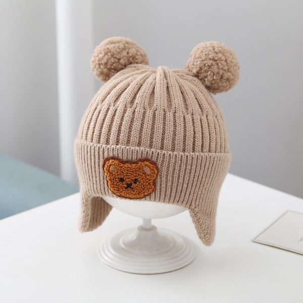 Baby Hat Warm Earflaps Cap Cute Bear Baby Knitted Woolen Cap - Image 2