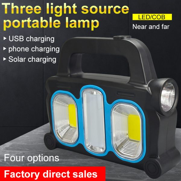 Long-range Projection Light COB Portable Searchlight Solar USB Charging - Image 4