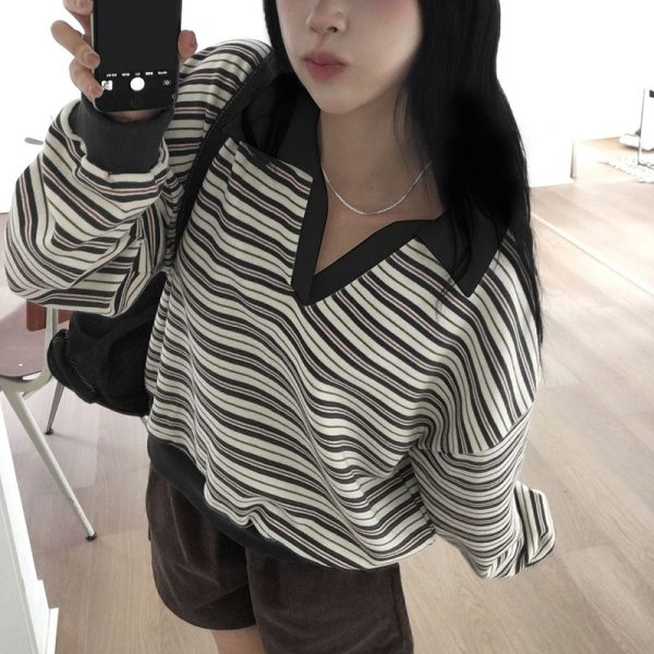 Lazy Contrast Color Outerwear Outerwear Long-sleeved Tops - Image 2