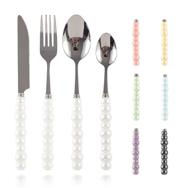 Ceramic Pearl Handle Knife Fork And Spoon Household Eating Soup Spoon Western Foodsteak Knife And Fork - Image 5