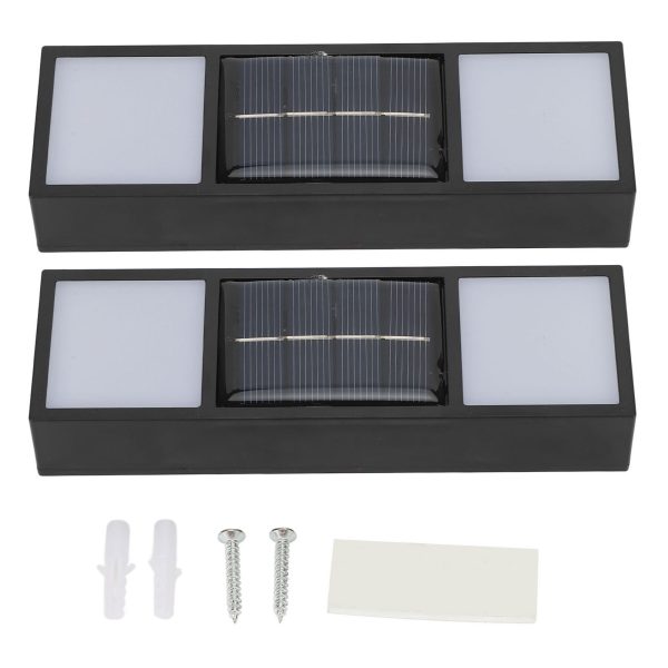 2 Sets Solar Wall Lamp IP65 Protection Grade Bidirectional Multifunctional Solar Outdoor Light for Patio Yard DrivewayWarm Light