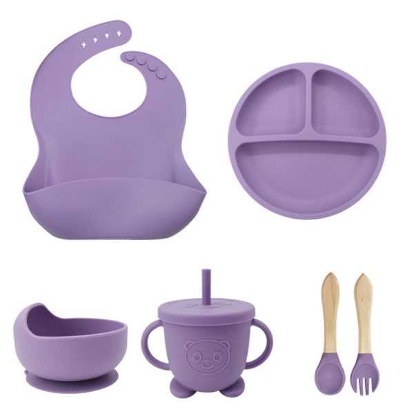 Children's Tableware Silicone 6 Pieces Suit Maternal And Child Suction Plate Food Supplement - Image 8