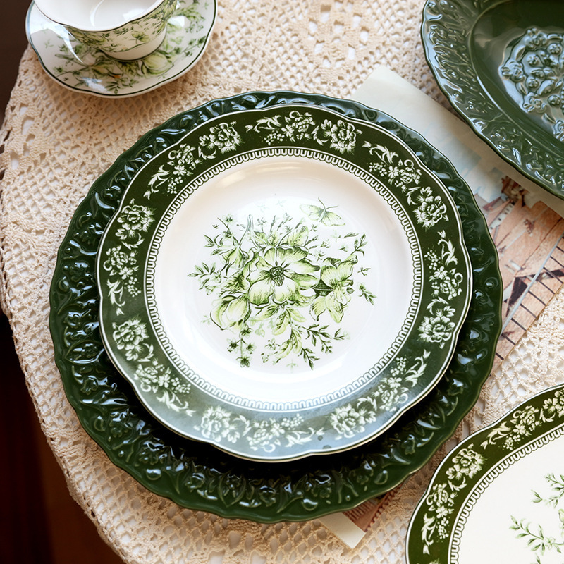 French Court Classical Retro Garden European Ceramic Dinner Plate