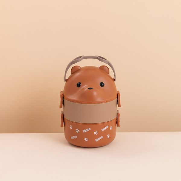 Glasses Bear Double-layer Portable Lunch Box - Image 5