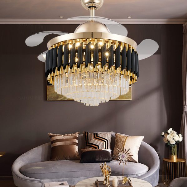 LED Frequency Conversion Fan Light Crystal Chandelier - Image 2