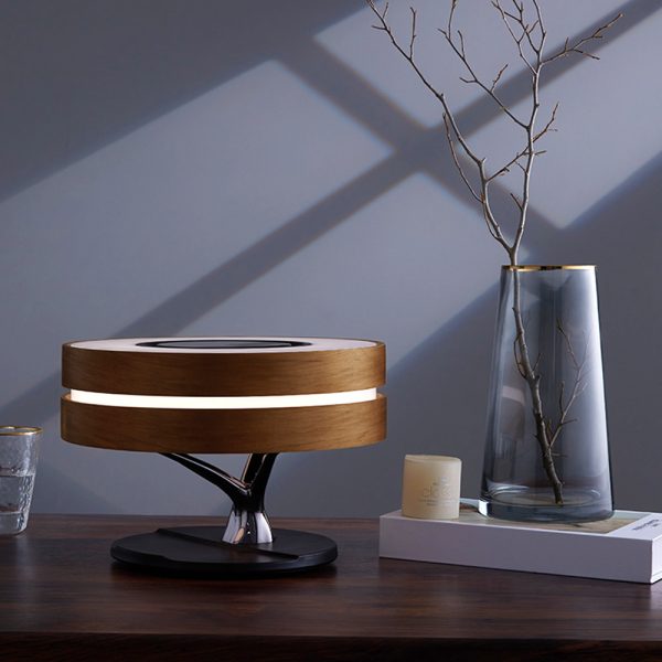 Round Intelligent Music Bluetooth Speaker Bed Lamp WiFi Circle Tree Of Led Light Wireless Charging For Living Room - Image 3