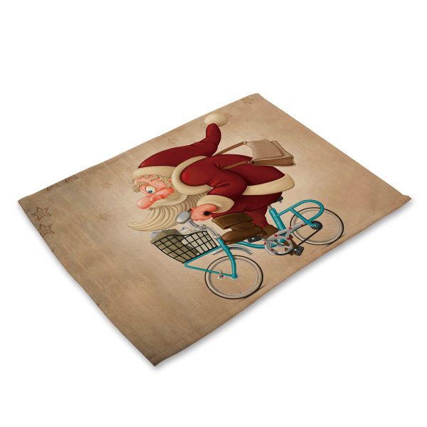 Santa Claus Printing Cotton Linen Western Placemat Festival Series Dining Table Cloth Foreign Trade Supply Tableware Mat Pictures Can Be Set - Image 8