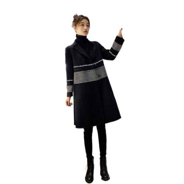 Black Woolen Coat Women's Mid-length - Image 4