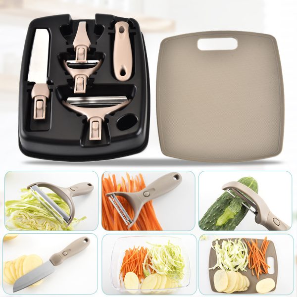 Stainless Steel Cutter Set Three Piece Set Wheat Straw Chopping Board Fruit Knife Peeler Combined Kitchen Tools