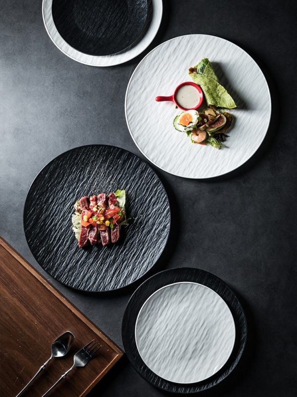 Simple Meal White Stone Pattern High Sense Shallow Plate - Image 10