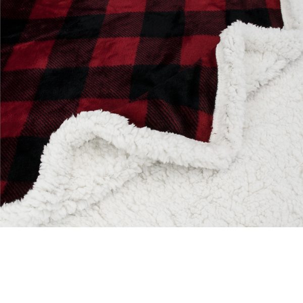 Red plaid flannel wool blanket - Image 2